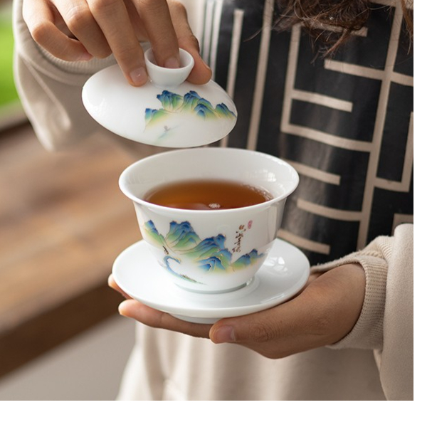 当代 TJ001-只此青绿白瓷盖碗【单品包邮偏远除外】