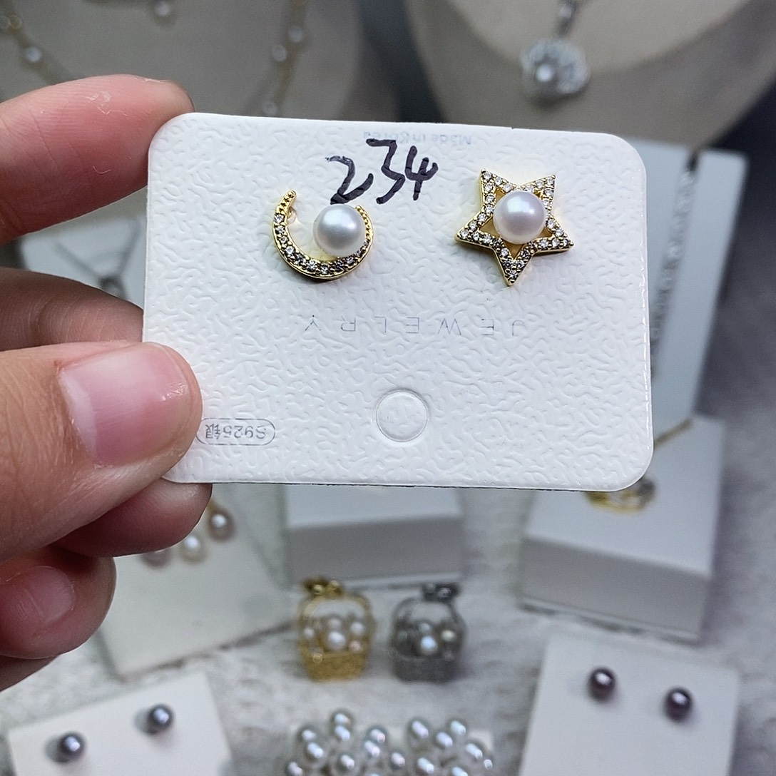 耳饰淡水珍珠银S925镶嵌