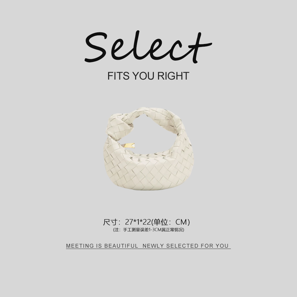 2025新款百搭慵懒风编织饺子包女士包包(B869)-白色