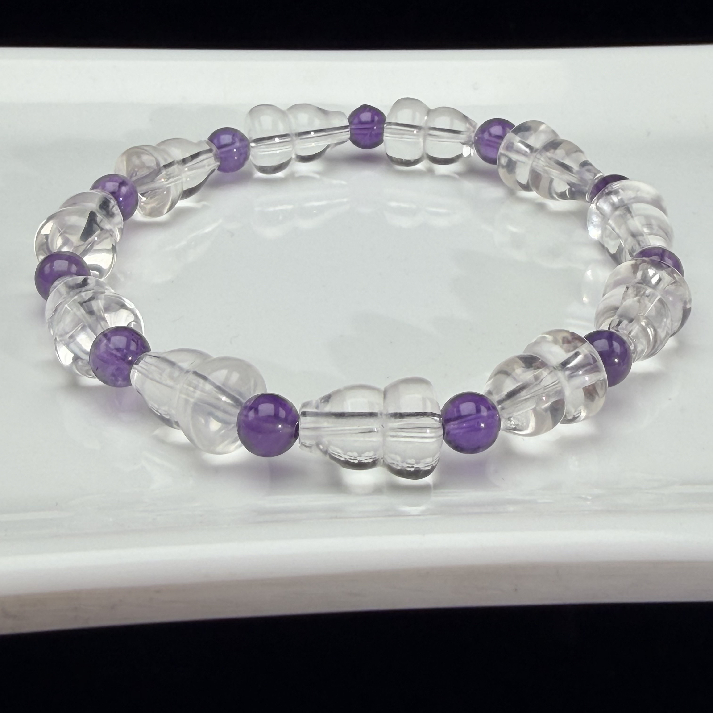 【白水晶 葫芦手串 75】8+