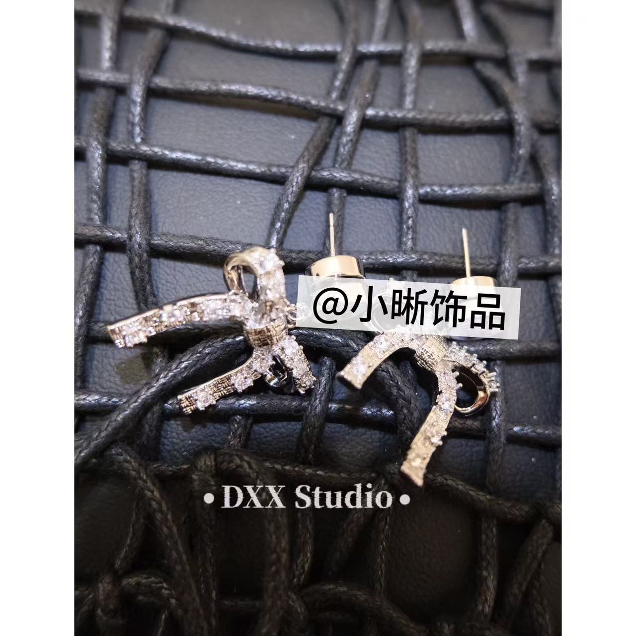 铜合金锆石耳饰 小众设计蝴蝶结ins耳饰47124