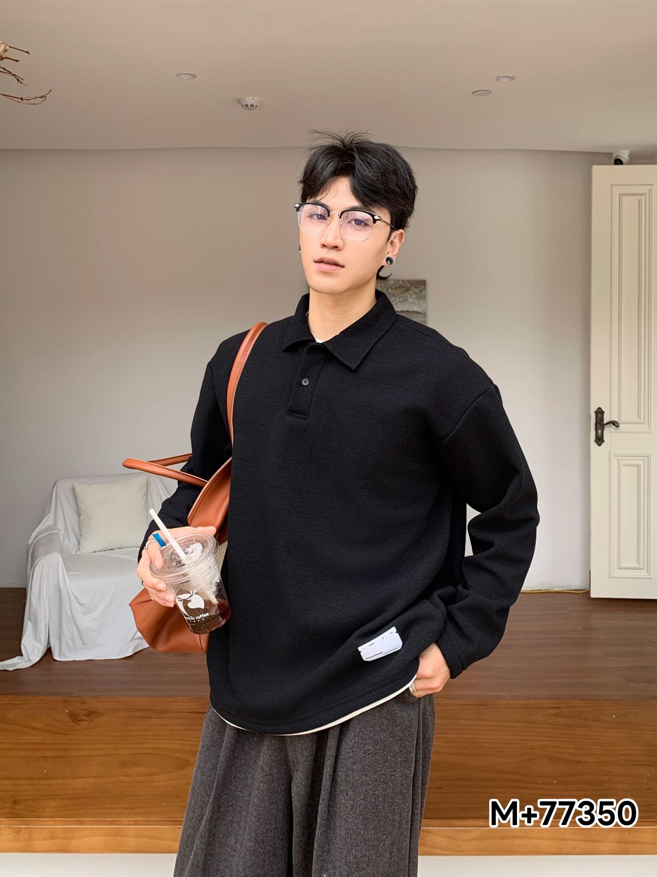 卫衣秋季简约秋冬翻领男装美式韩系男士假两件长袖卫衣长袖polo