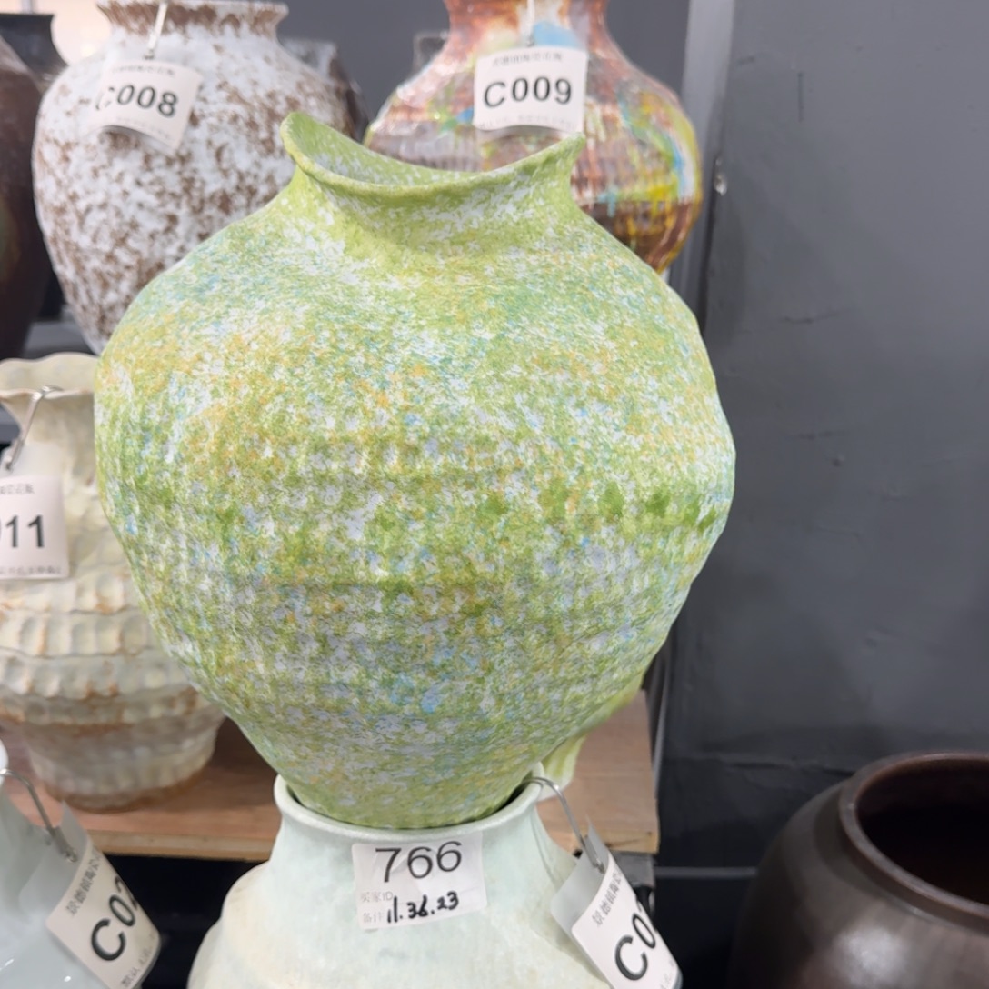 @***7陶摆件景德镇高温花瓶编码c047高32口10默认无孔