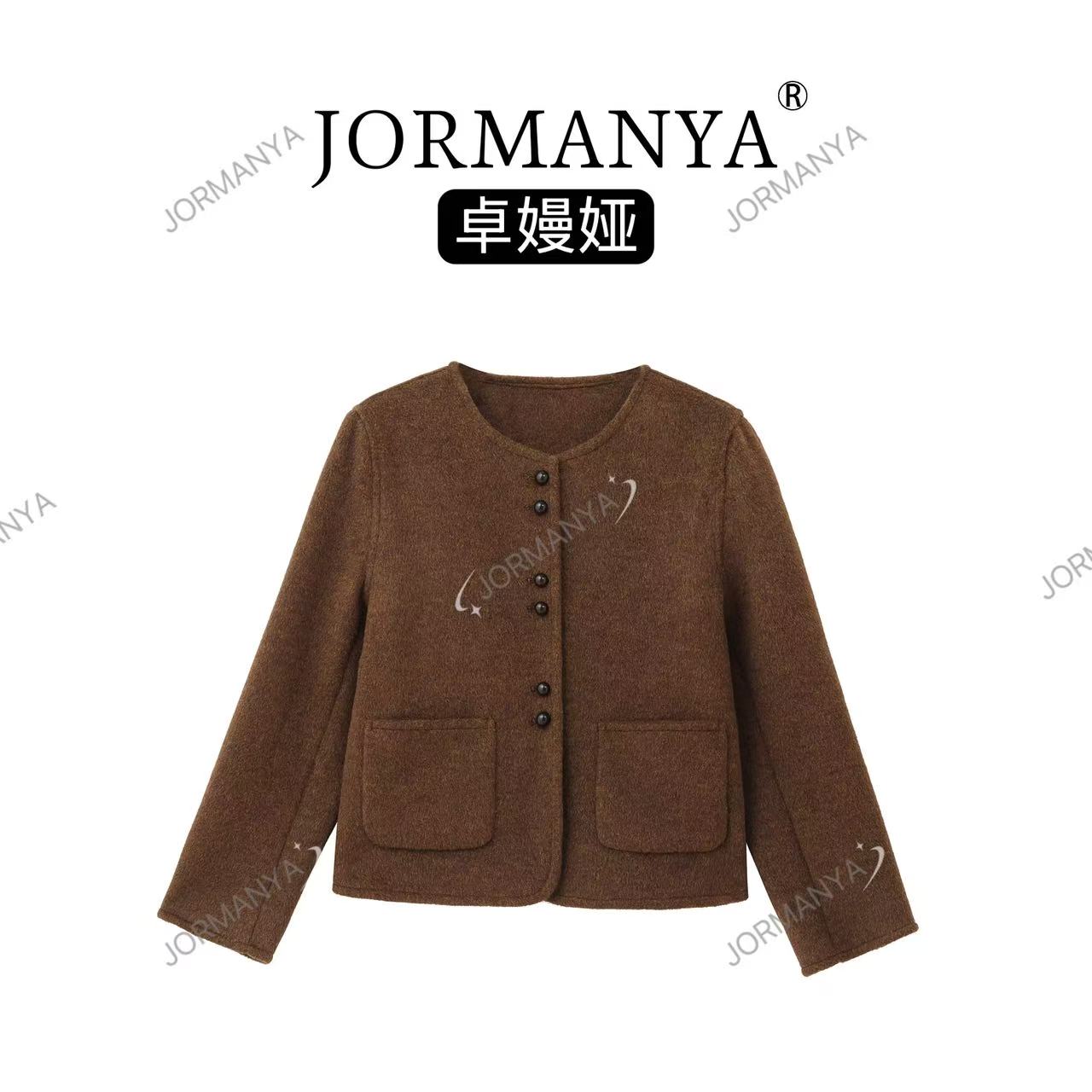 “焦糖咖啡”双面羊毛小香风秋冬小个子时尚百搭简约气质短外套Z908