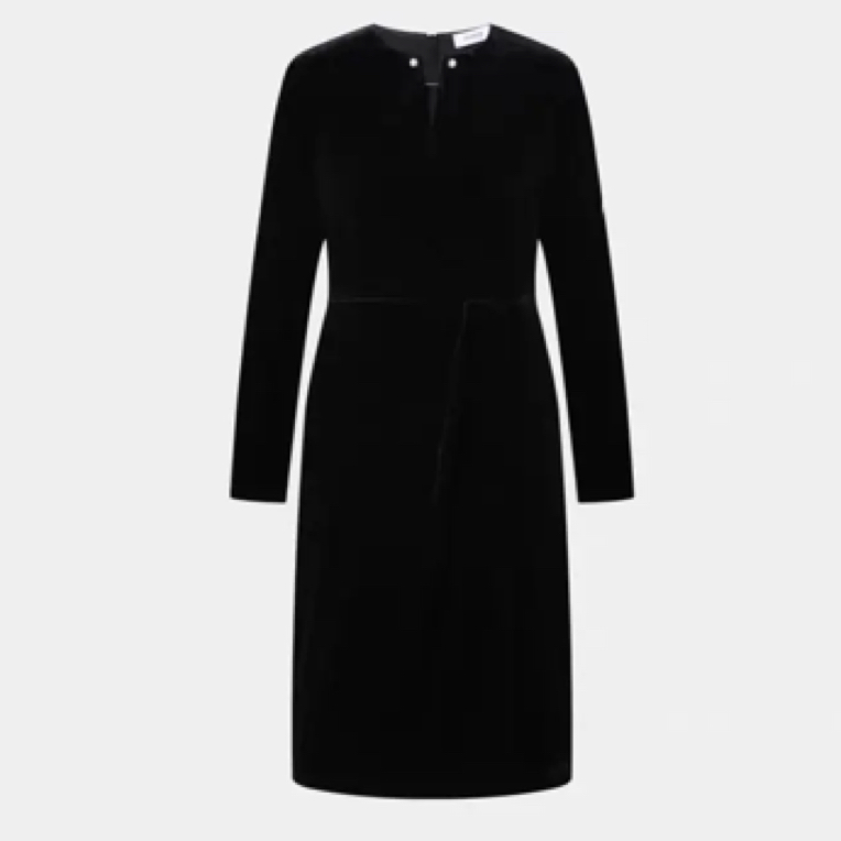 【小秋】B+秋季新款高级感领口珍珠装饰设计丝绒连衣裙Z2670