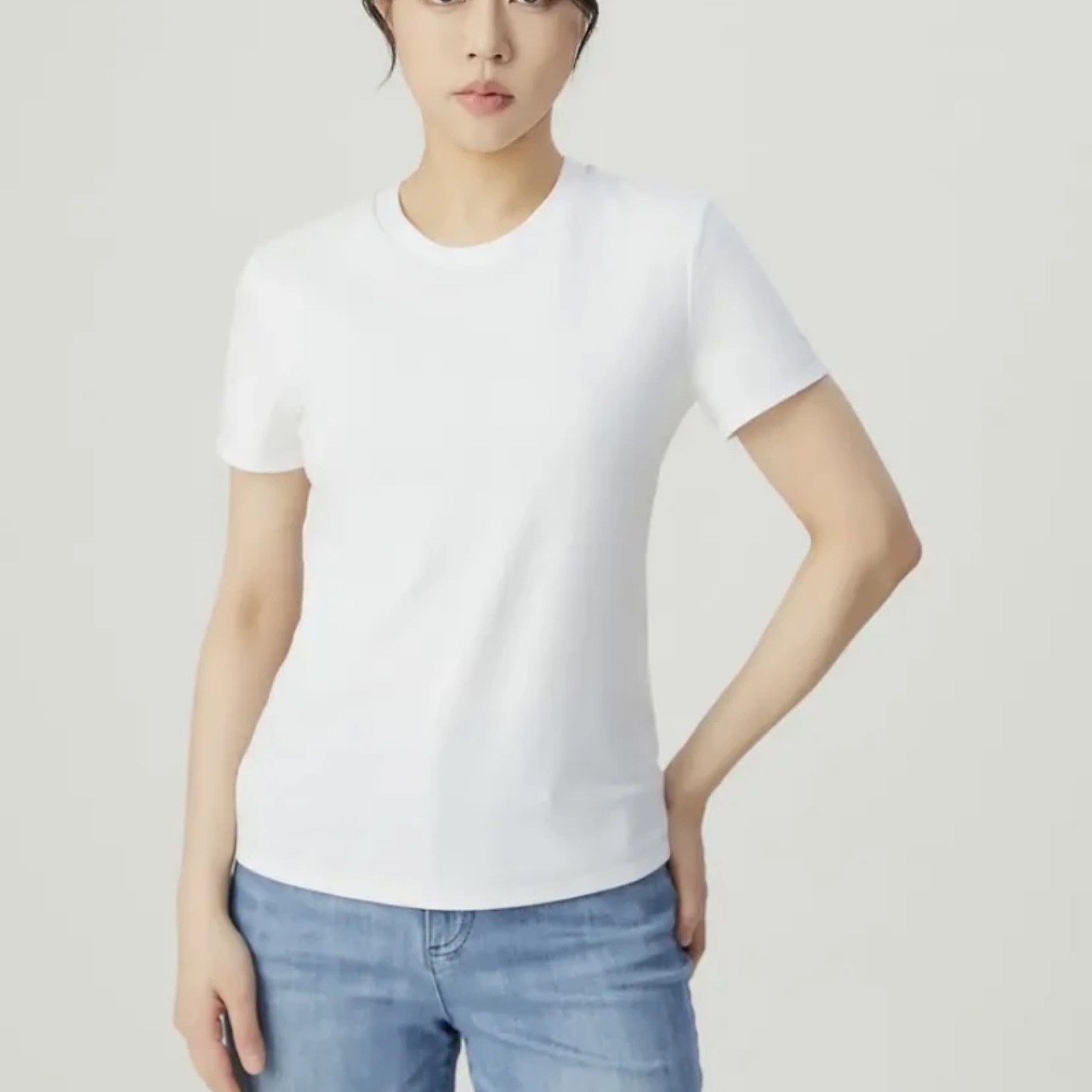 阿玛施时尚高端打底衫基础百搭缝线设计圆领T恤5301025