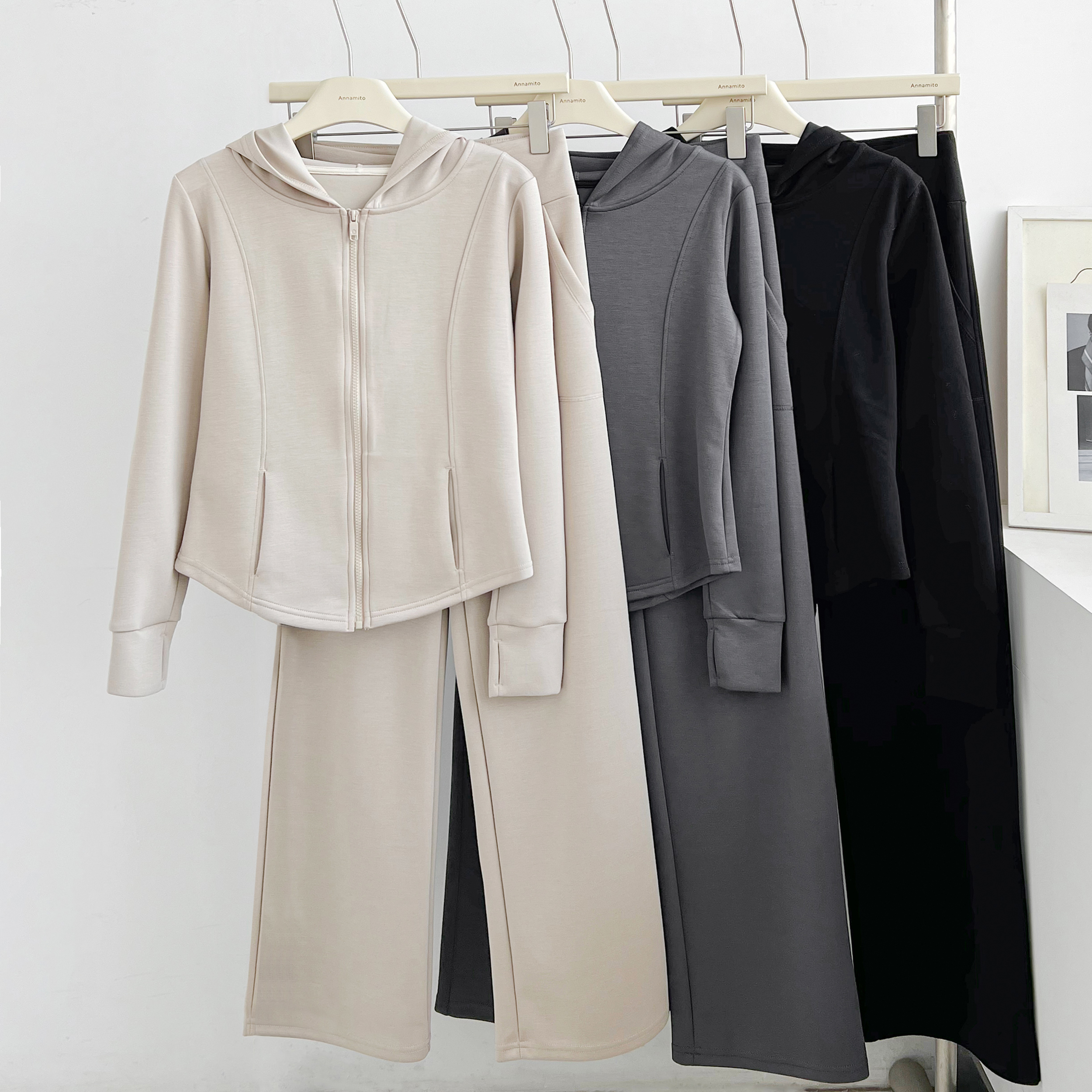 瑜伽健身服开衫连帽休闲运动套装 TZ333