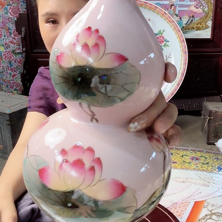 摆件景德镇高温陶瓷福禄瓶