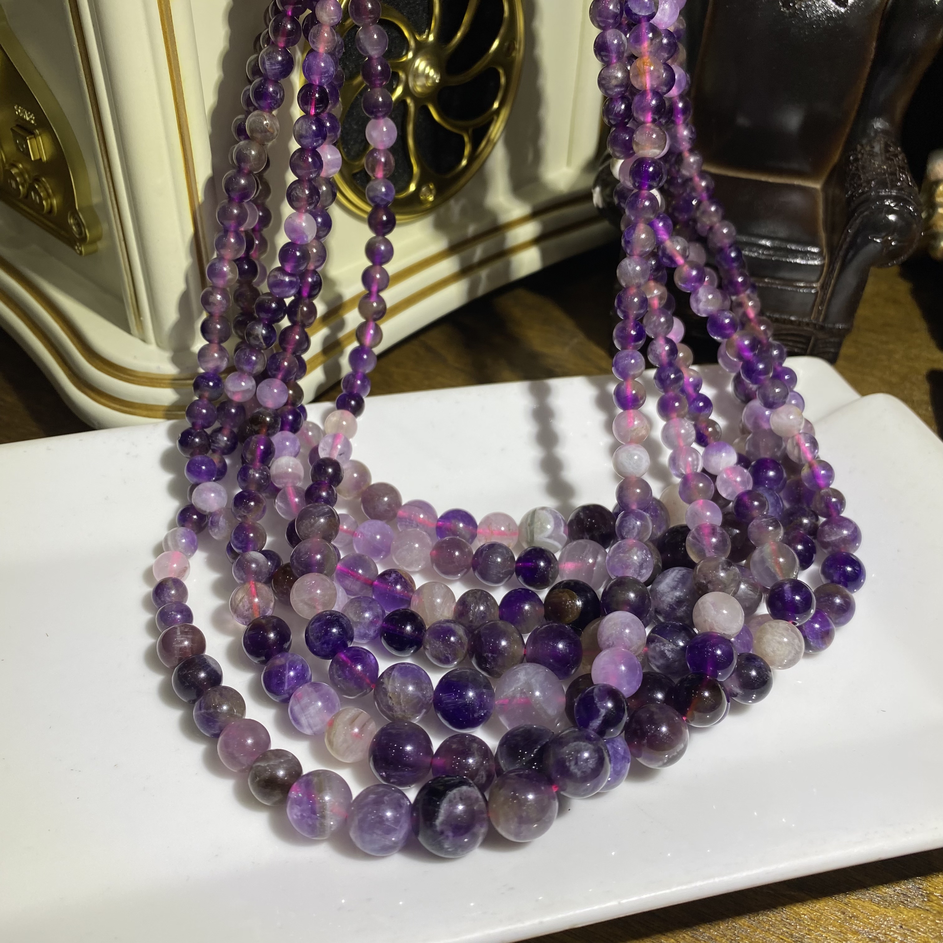 天然天山紫极光水晶塔链九紫极光项链-多样性发其一5-12mm-C292