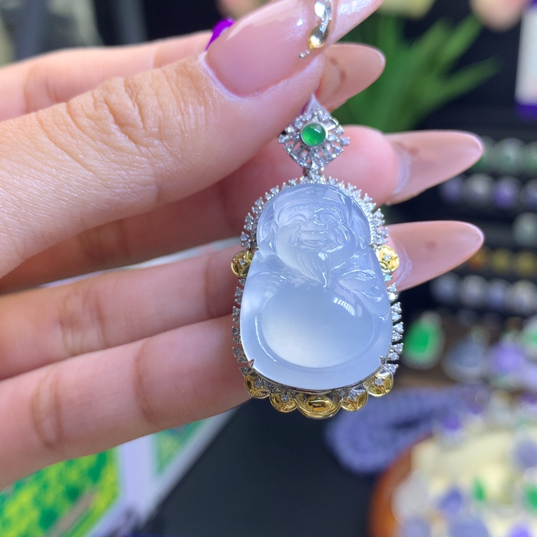 翡翠颈饰18K金镶嵌天然 