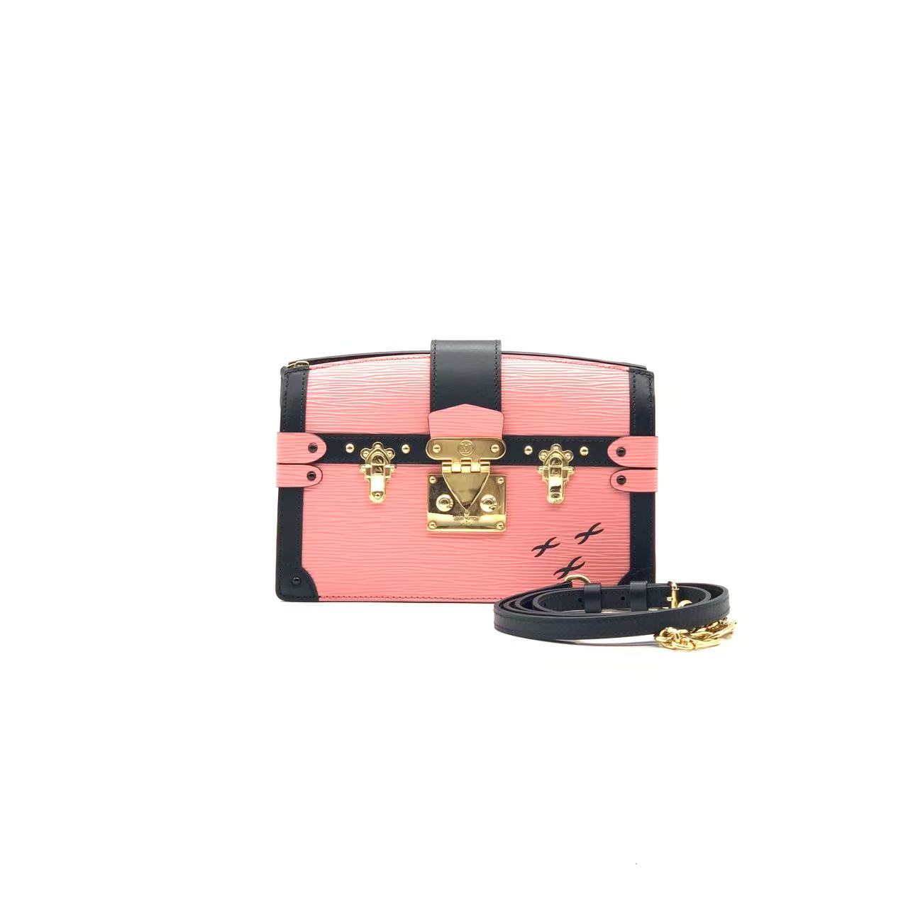 99新 LouisVuitton/路易威登 LV/粉色软盒子老花/奢侈女士斜挎包