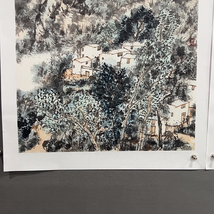 国画用****珍老师山水画作品上车