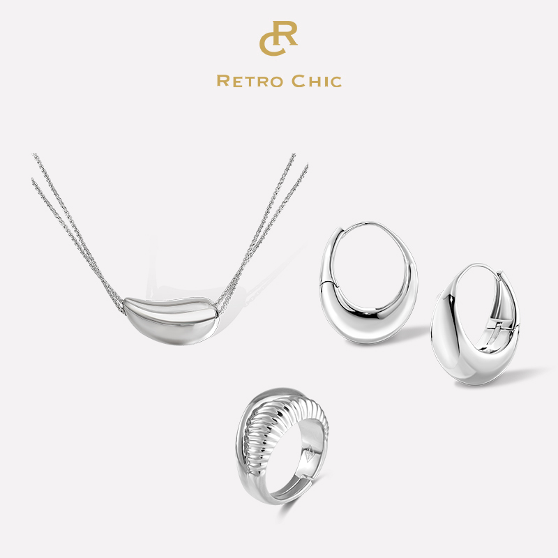 铜合金耳饰 RC RETRO CHIC 意大利复古时尚首饰 小水滴耳圈三件套