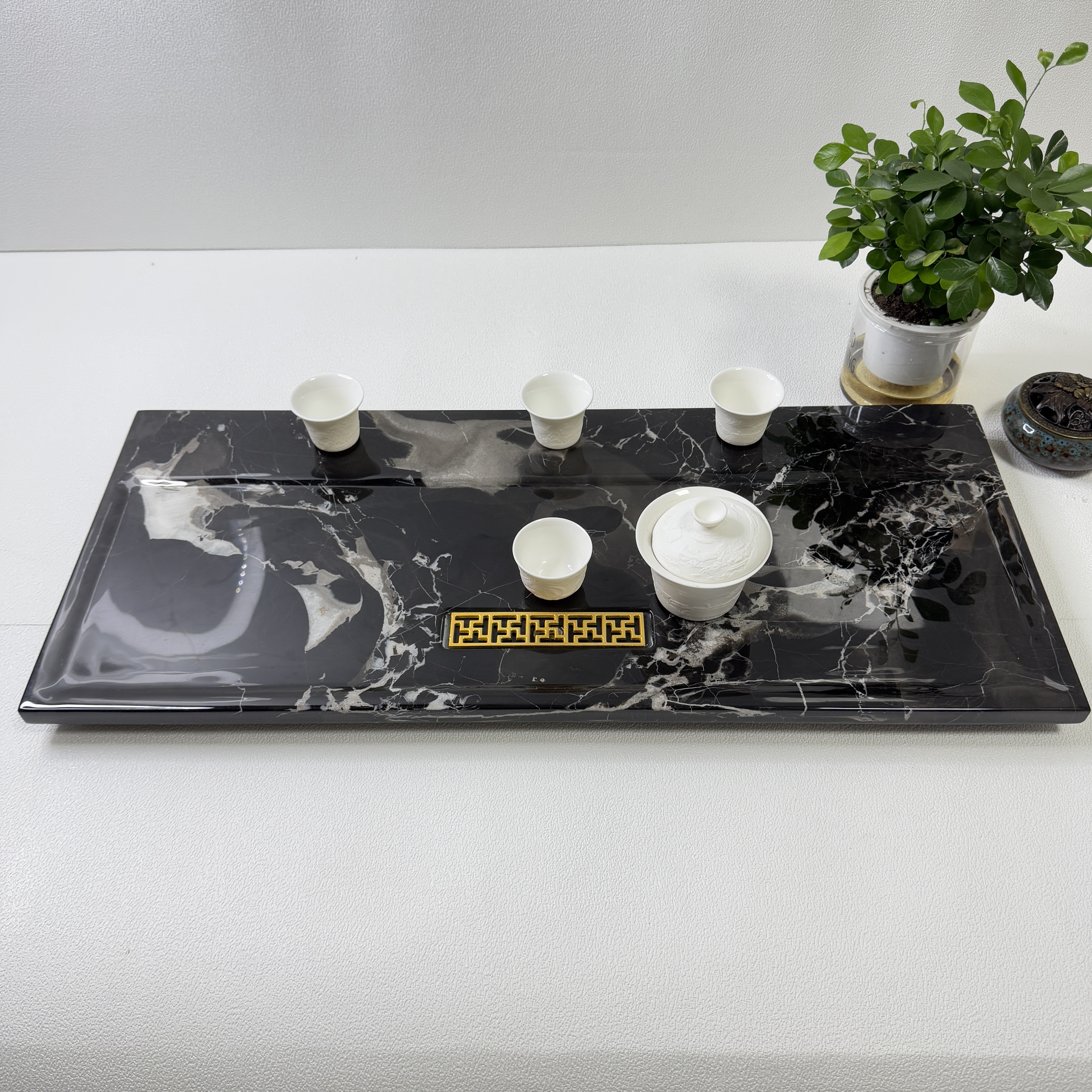 黑玫瑰天然奢石茶盘天然奢石茶盘湿泡功夫茶盘现代泡茶茶具器具