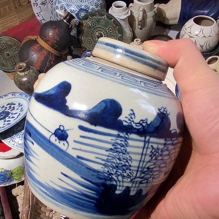 手***饭石材工艺品罐子微瑕