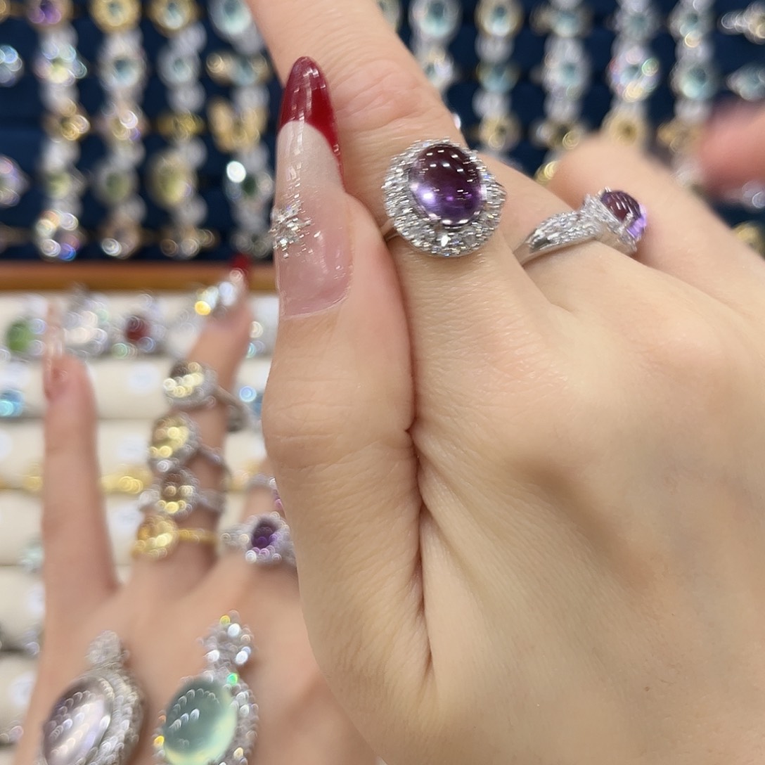 紫晶女款银S925镶嵌幼****戒指95