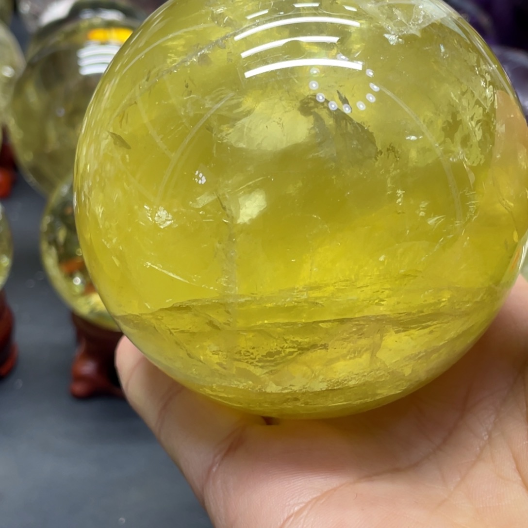 未镶嵌珠宝半成品水晶MM黄水晶球C1890