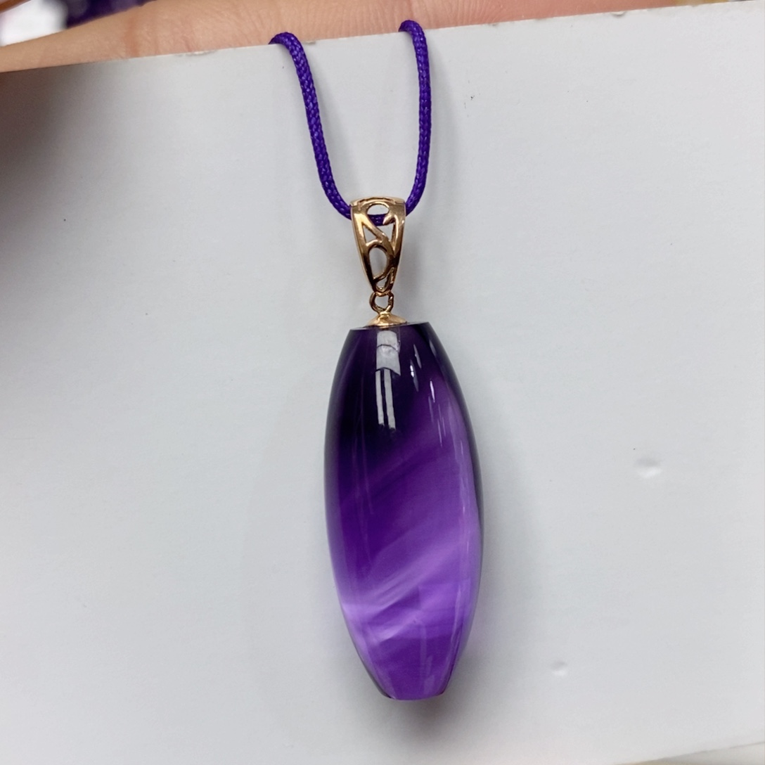 18K金镶嵌吊坠(赠链)紫晶天珠