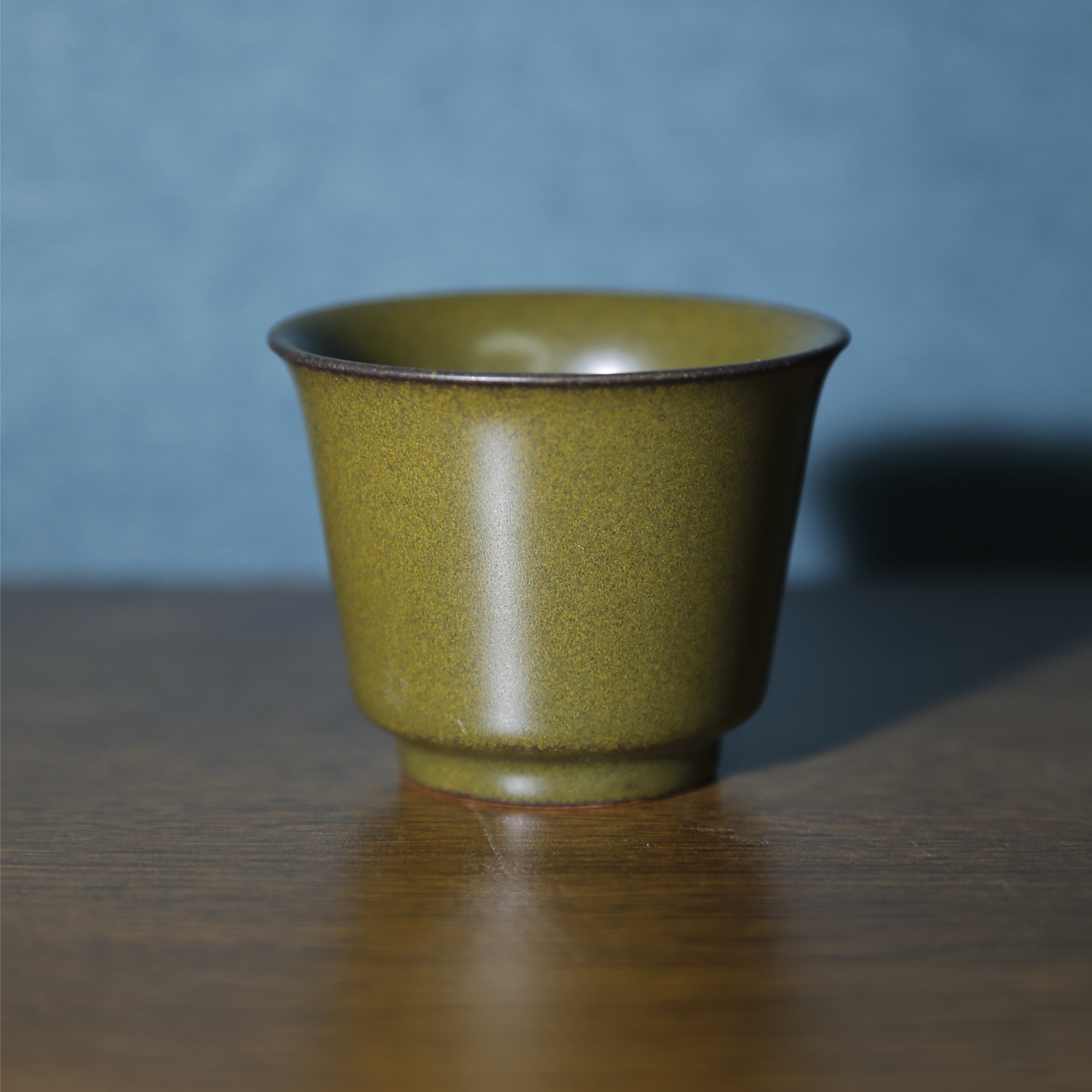 耀州窑茶叶末马蹄杯，陶瓷青瓷纯手工主人杯