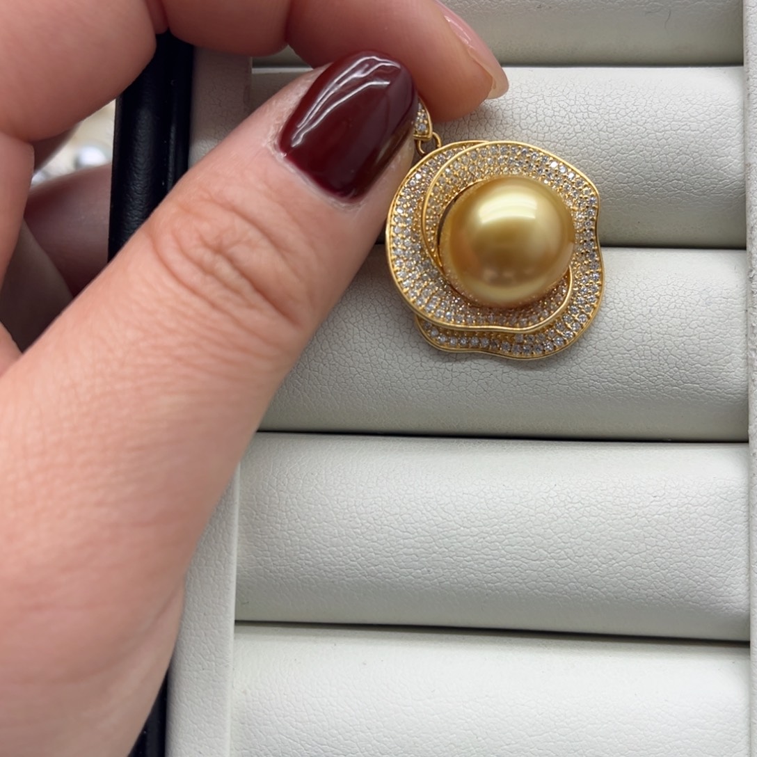 吊坠(不含链)银S925镶嵌海水珍珠