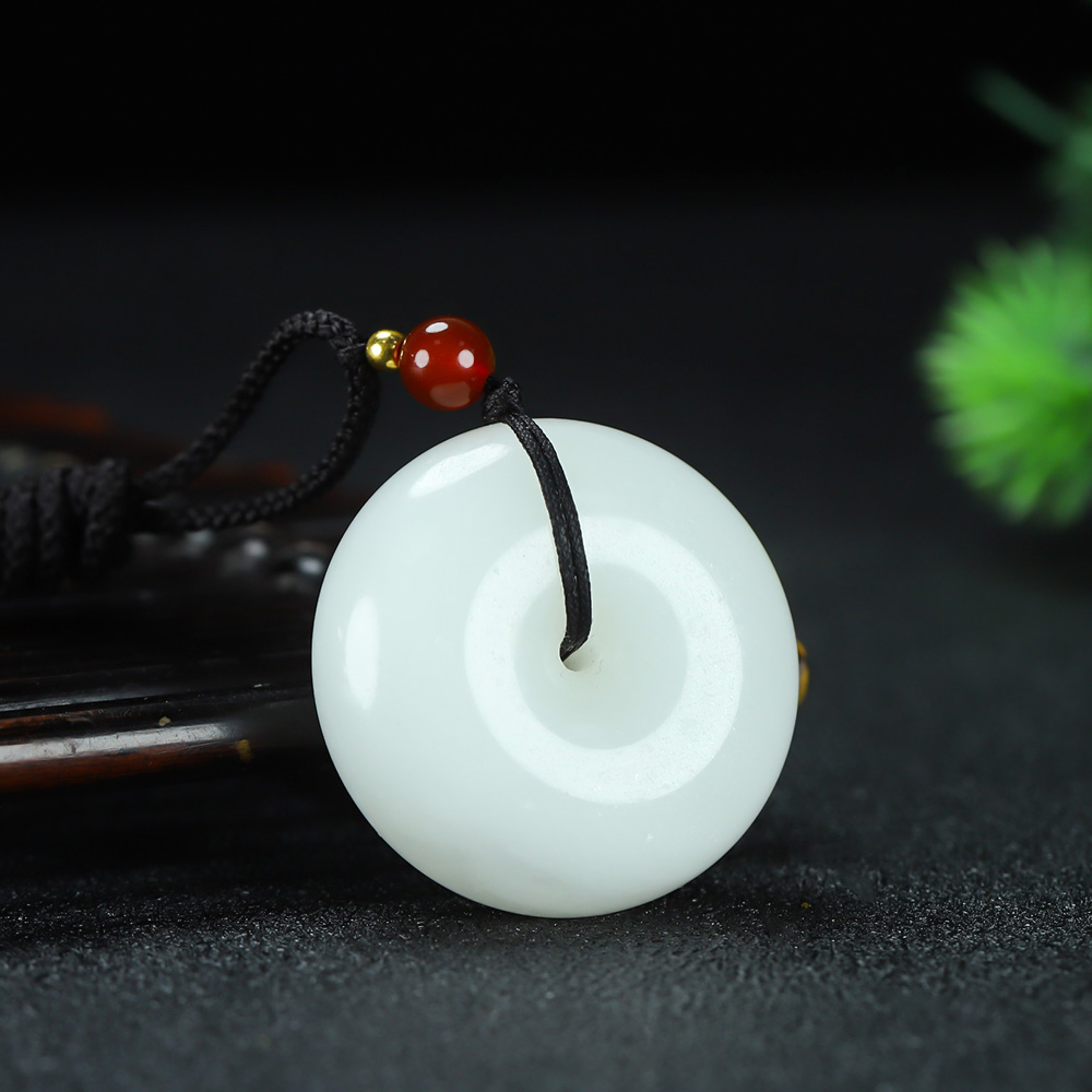 和田玉白玉平安扣3厘