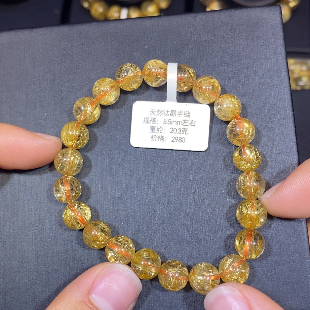 颜***火未镶嵌手链水晶钛晶手链8.5mm 瑾