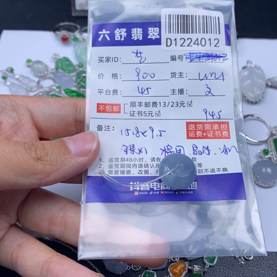 A***艺翡翠未镶嵌吊坠(不含链)D1224012