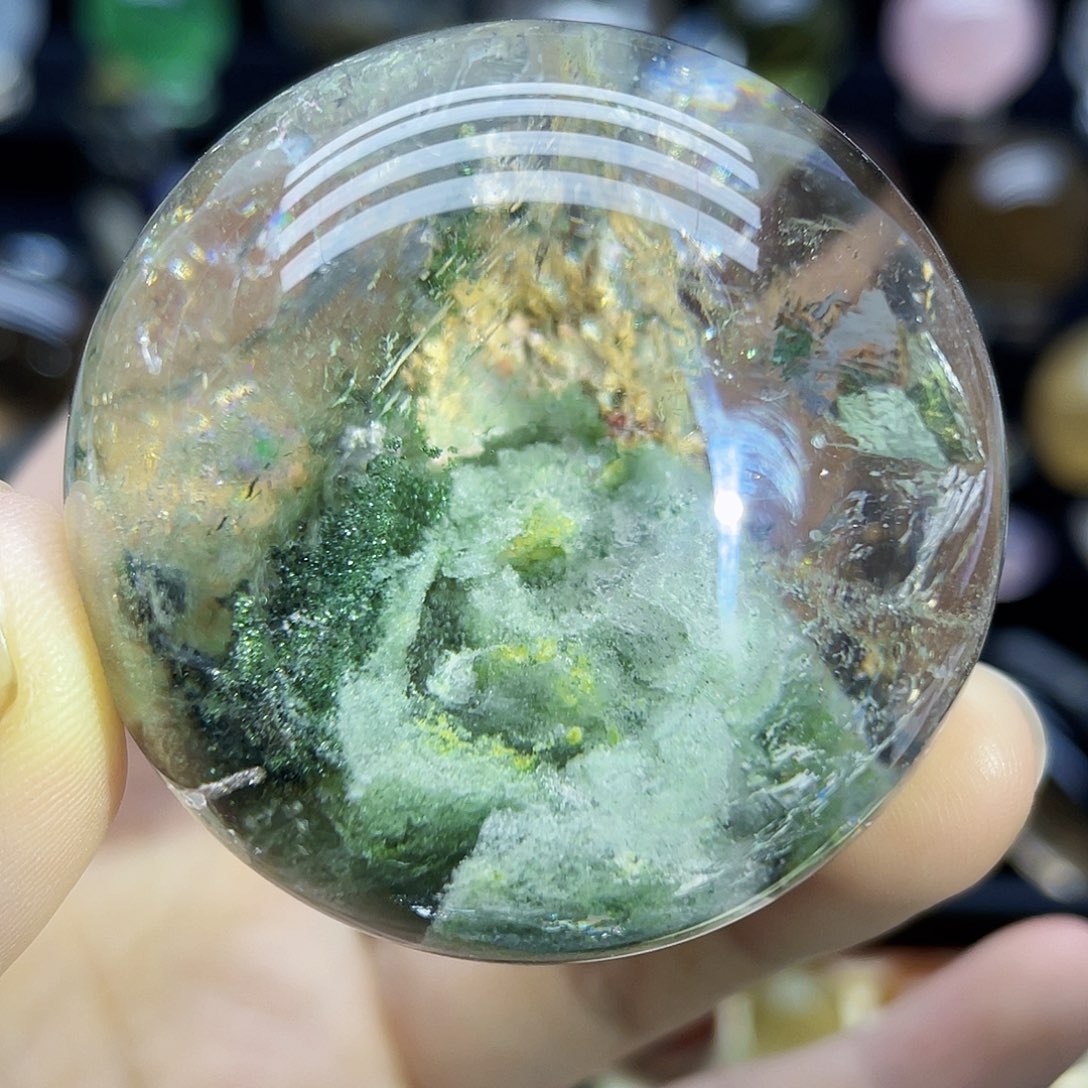 未镶嵌珠宝半成品水晶天然绿幽灵47.6mm