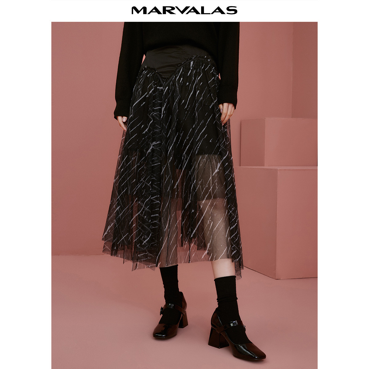 【婷婷专属】灵动不规则纱裙春装造型感早春飘逸A字蕾丝拼接