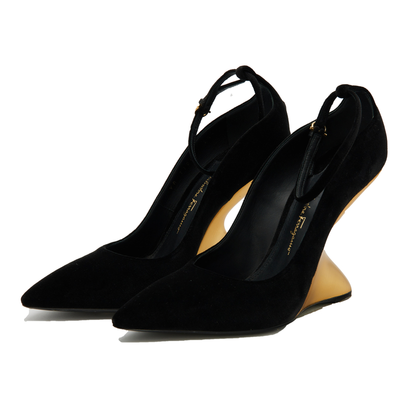  FERRAGAMO/菲拉格慕 女士黑色坡跟高跟鞋678032/BLACK