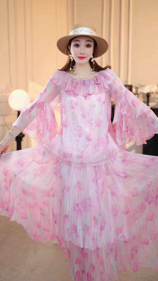 两件套金丝银线显瘦女装气质设计师连衣裙宽松夏季新款