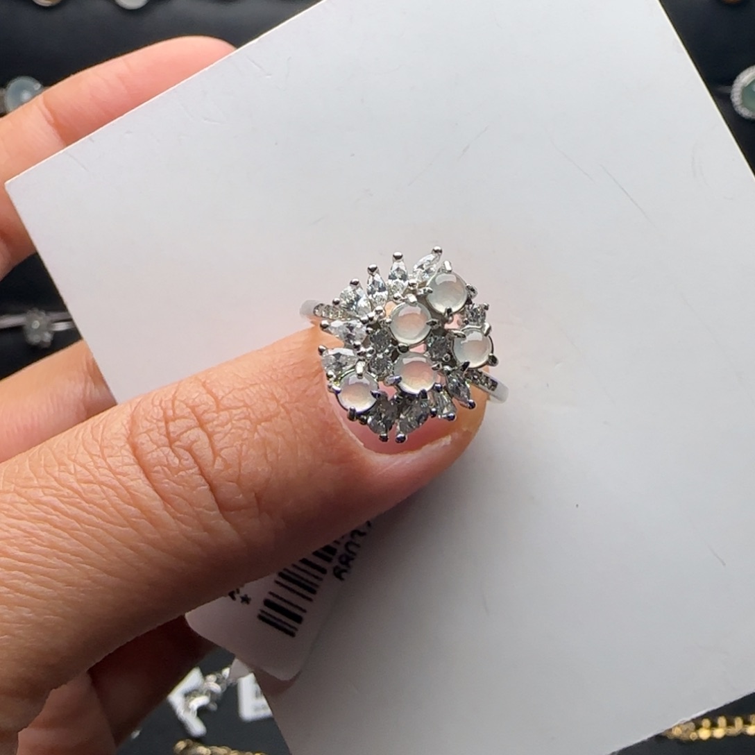 翡翠戒指银S925镶嵌天然缅甸A货翡翠