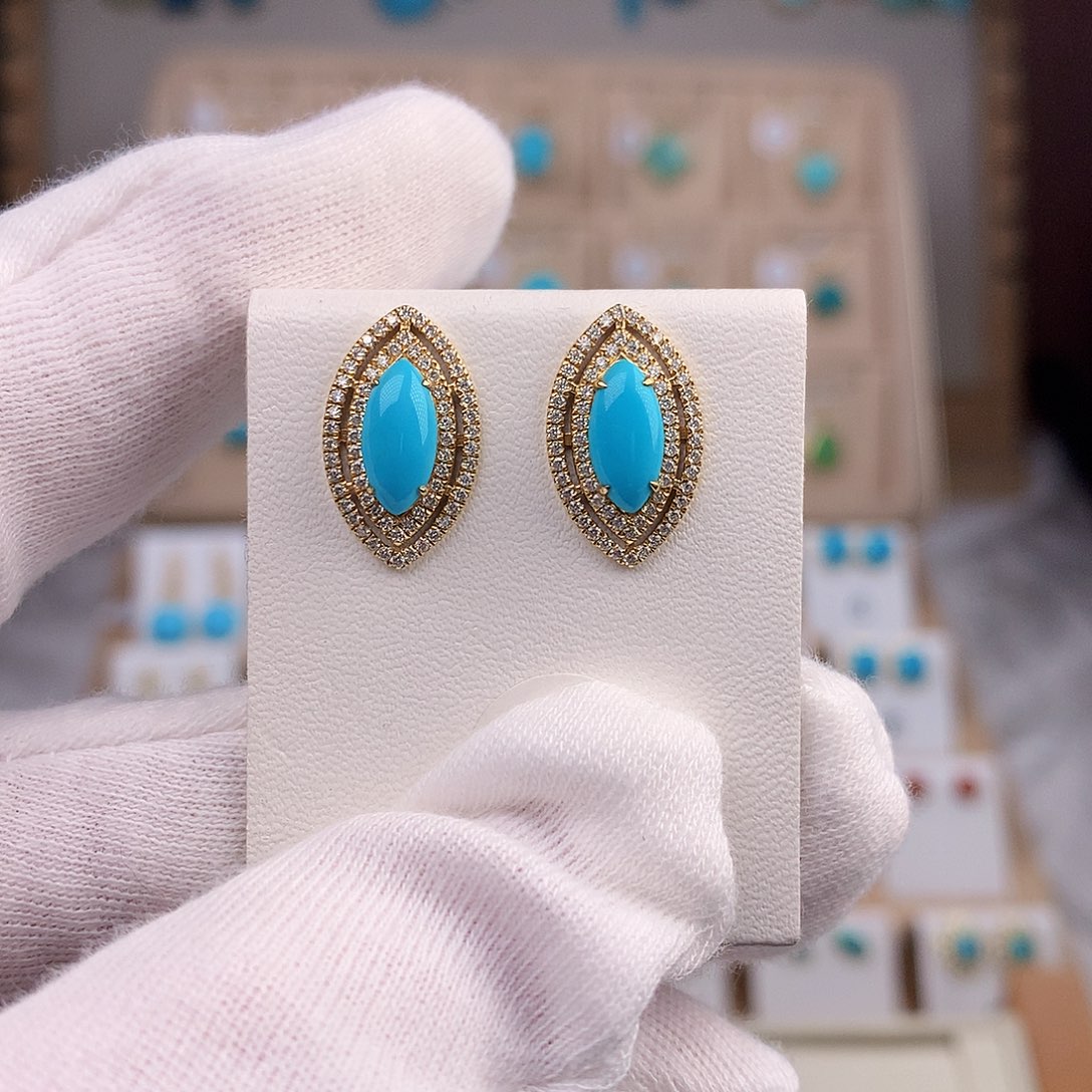 绿松石珠宝奇石18K金镶嵌