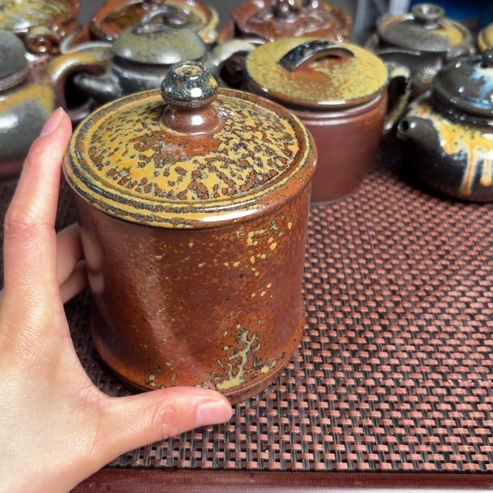 紫砂茶杯金花竹节450 C