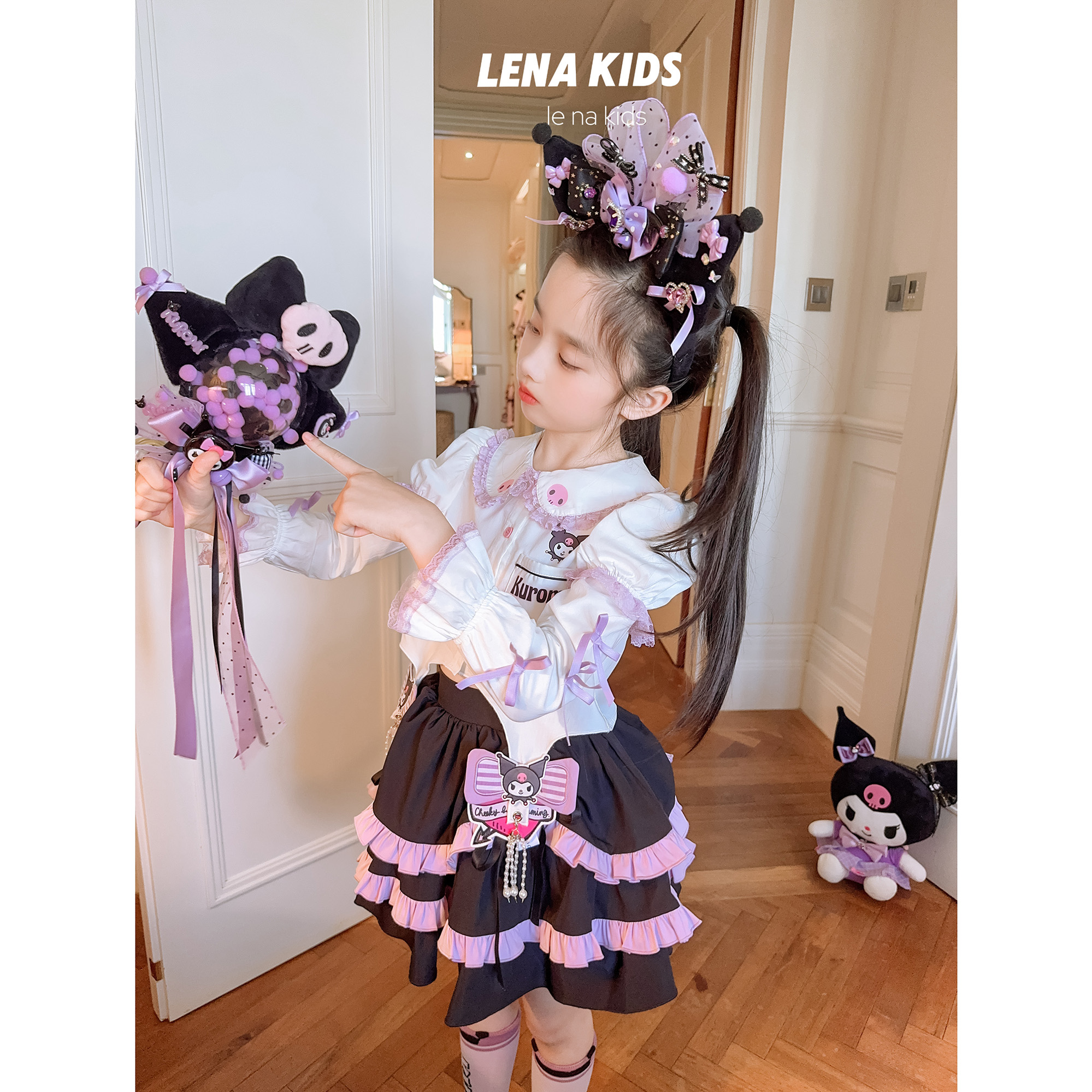 Lenakids【年中狂欢】酷洛米正版授权时髦气质女宝挂坠衬衫24080603