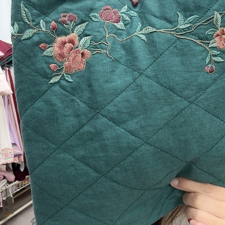 2966墨绿色直筒棉裤