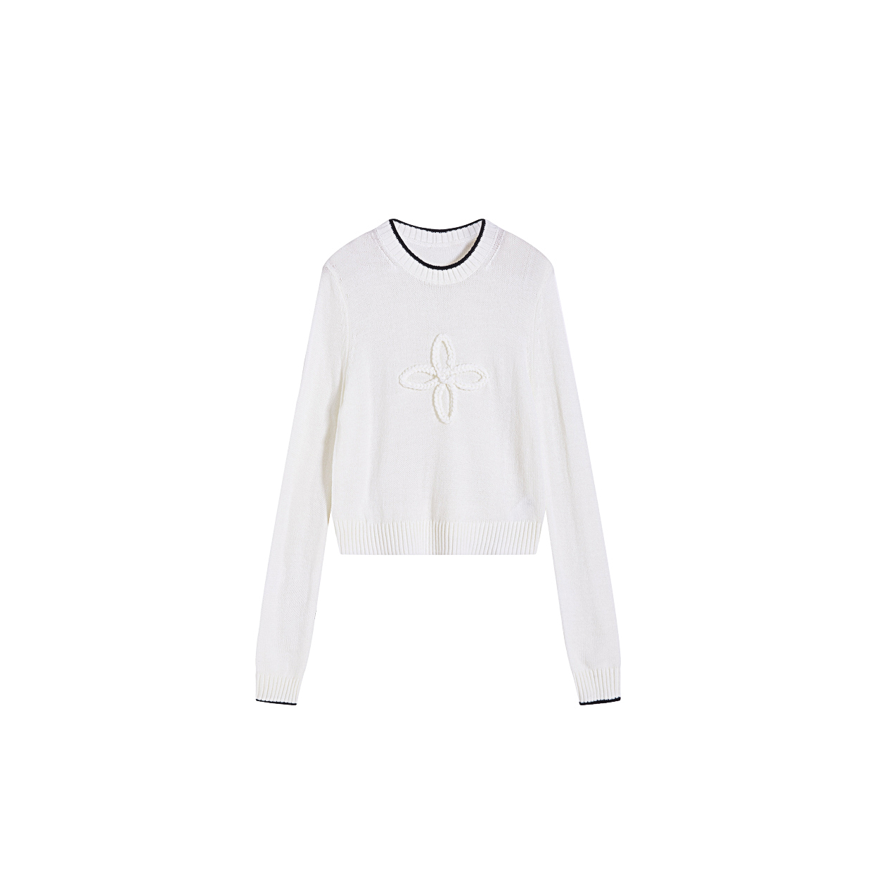 白色四叶草幸运女神秋季长袖针织衫名媛时尚轻奢女上衣2668