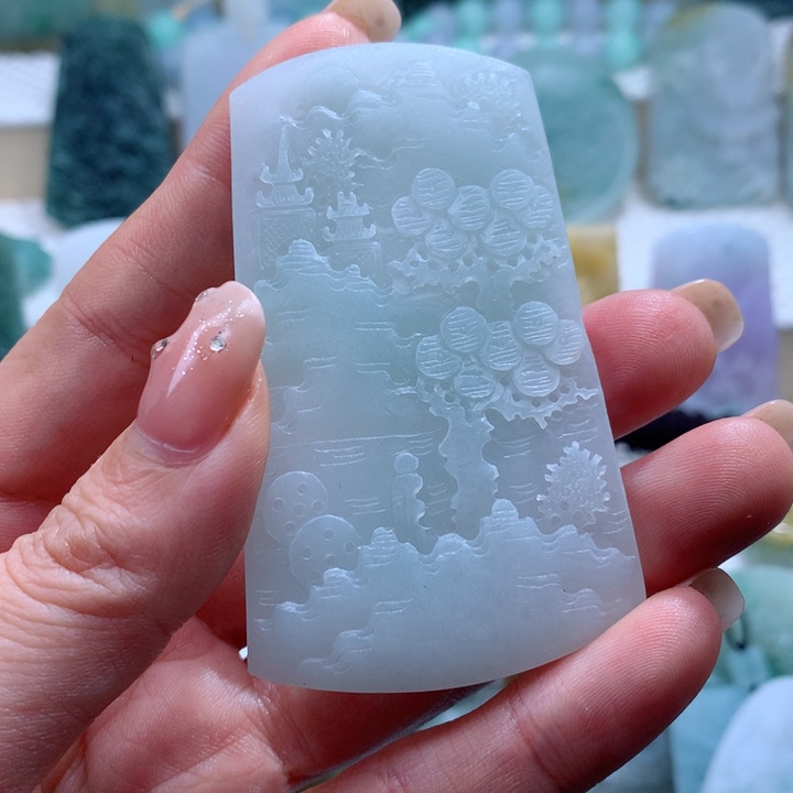 定制翡翠未镶嵌山水