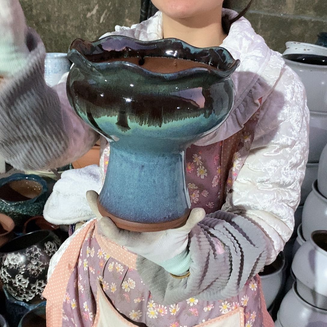 紫砂花盆瑕疵口19高21