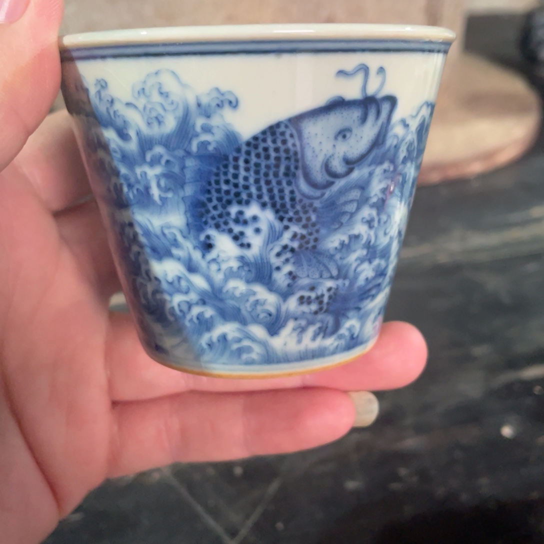 用***6青花釉里红柴窑主人杯