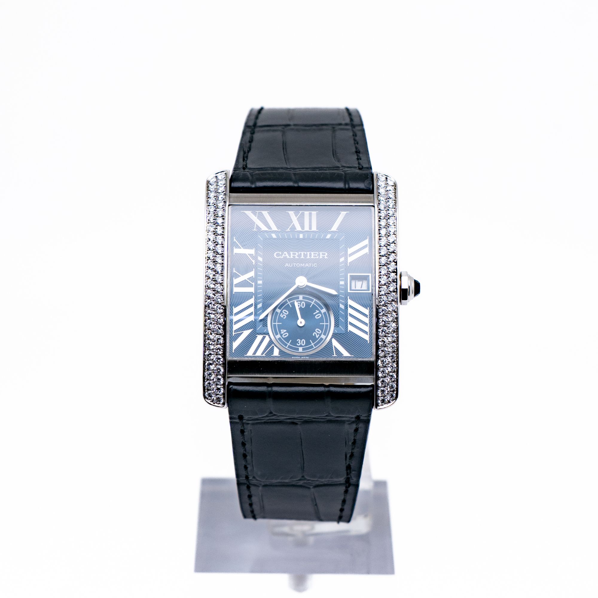 99新 Cartier/卡地亚 坦克WSTA0010 34*44表径 后钻蓝盘机械 单表