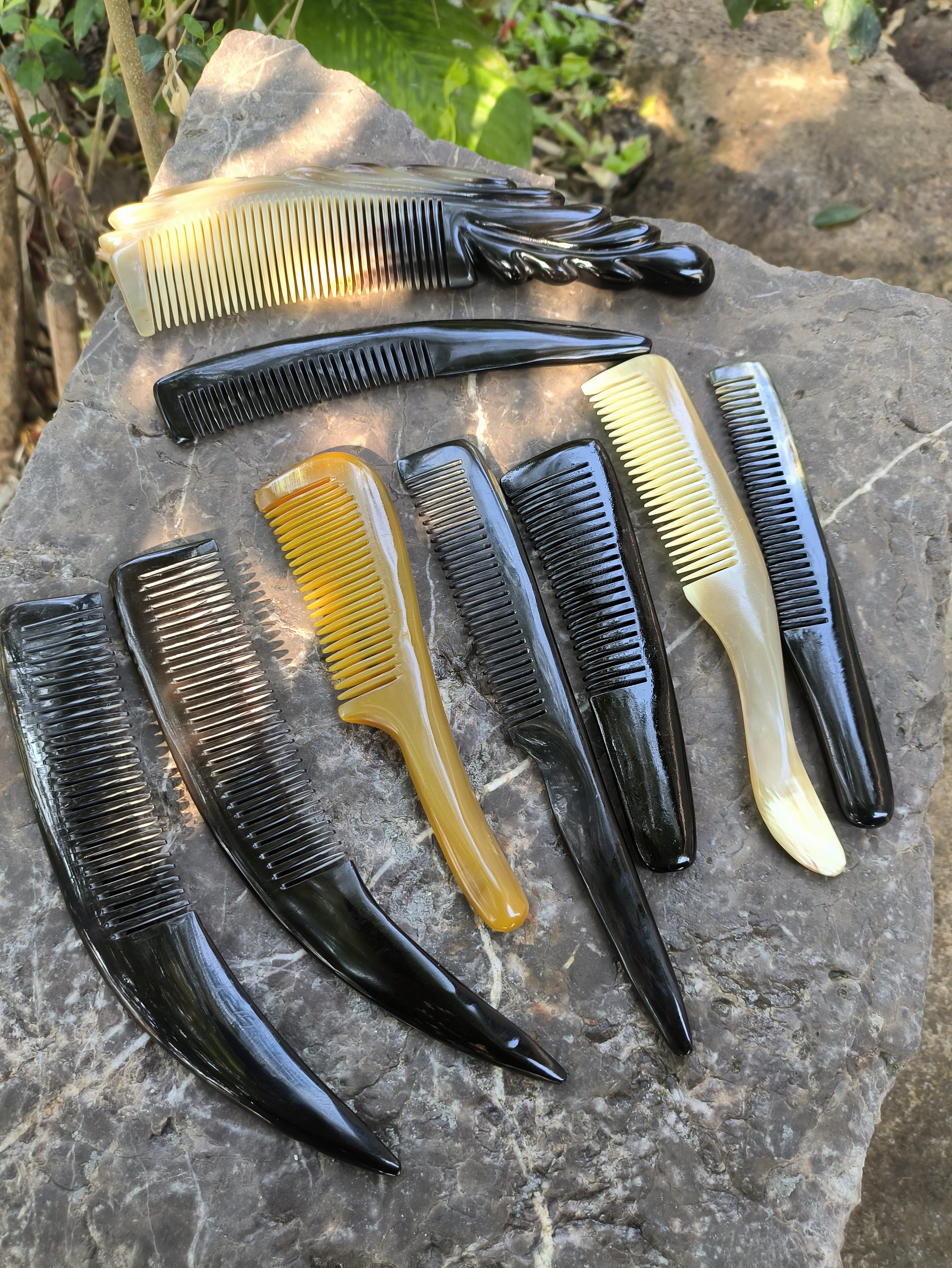 精品牦牛角梳点穴按摩头皮防静电家居送人礼盒