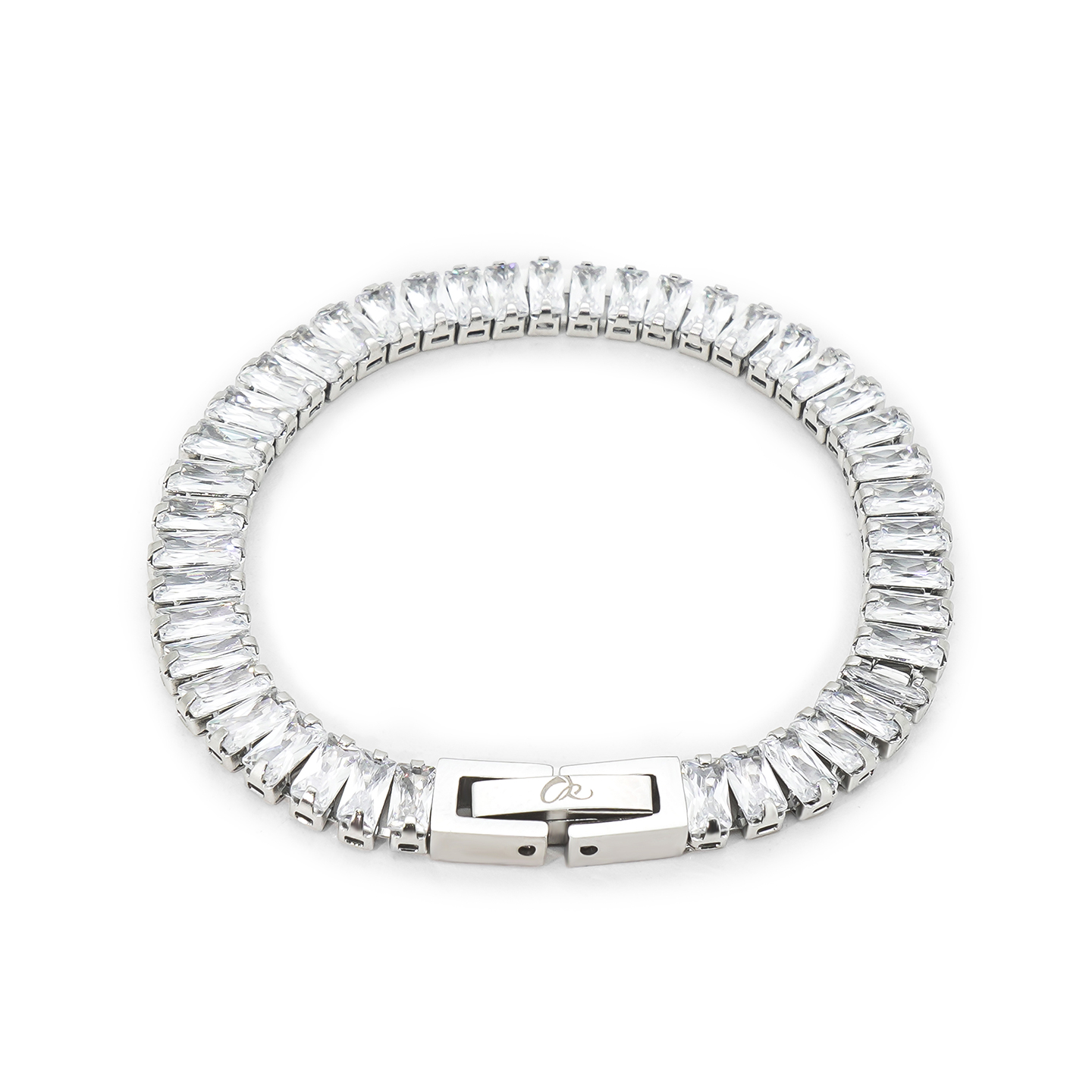 钛钢锆石手链 白色钻   小方形排钻手链B1403