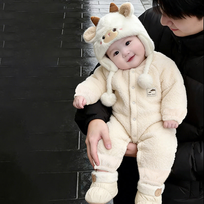 宝宝冬天罩衣长袖保暖长爬A类婴儿爬服新生儿哈衣加厚男女童睡衣