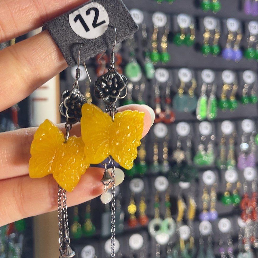 翡翠银S925镶嵌耳饰12