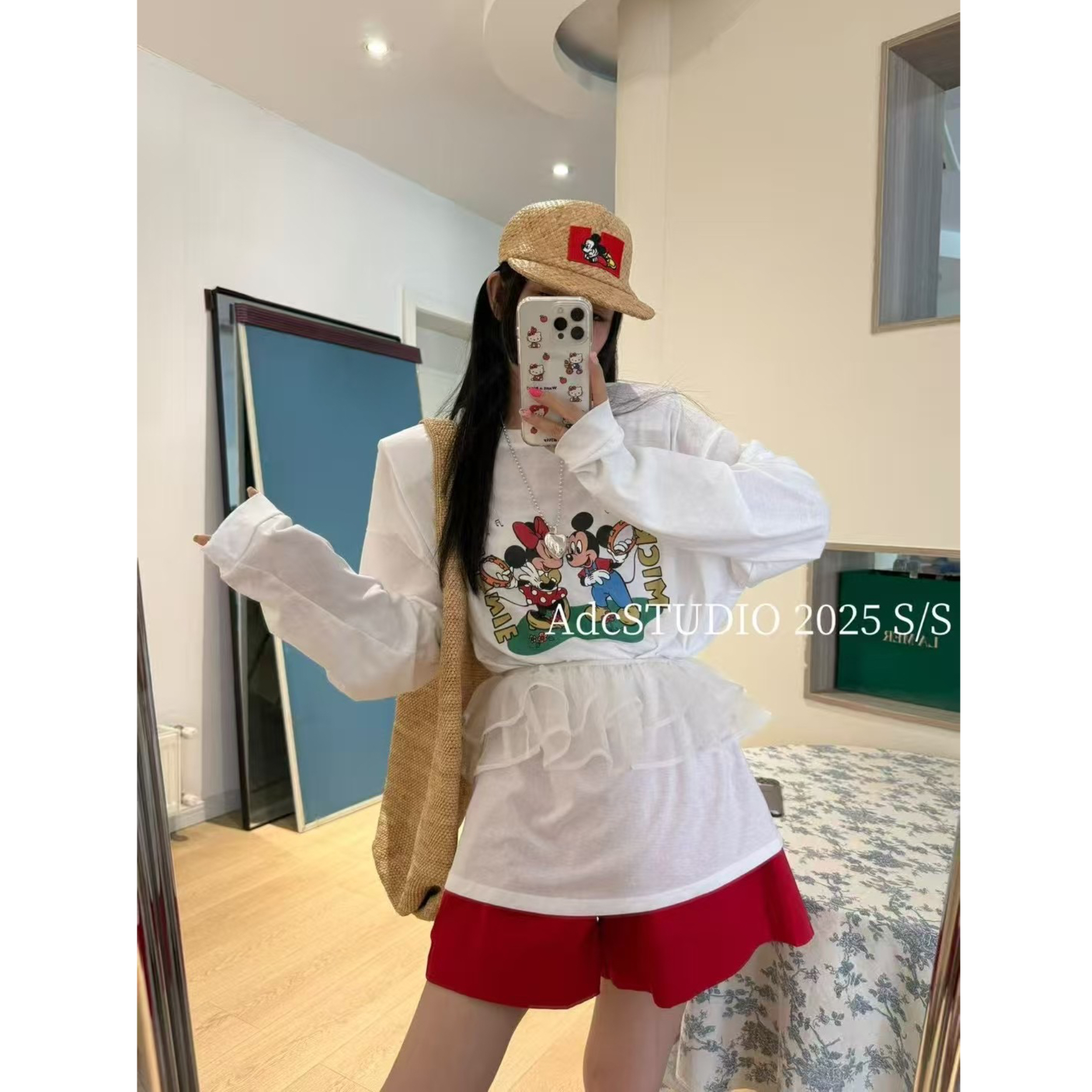 【现货-米奇防晒】東room夏季新款韩版米奇印花长袖防晒T恤女