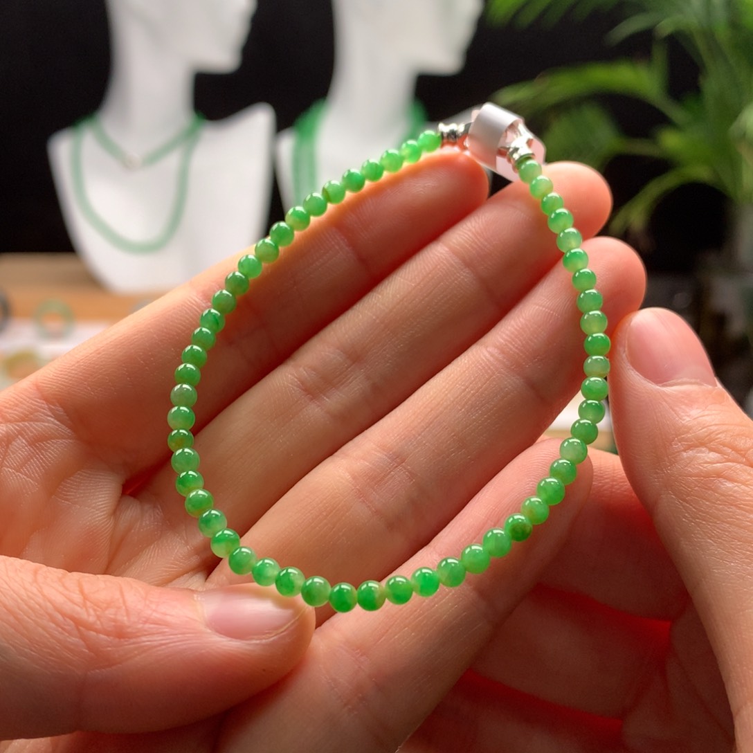 翡翠手链未镶嵌天然缅甸A货翡翠