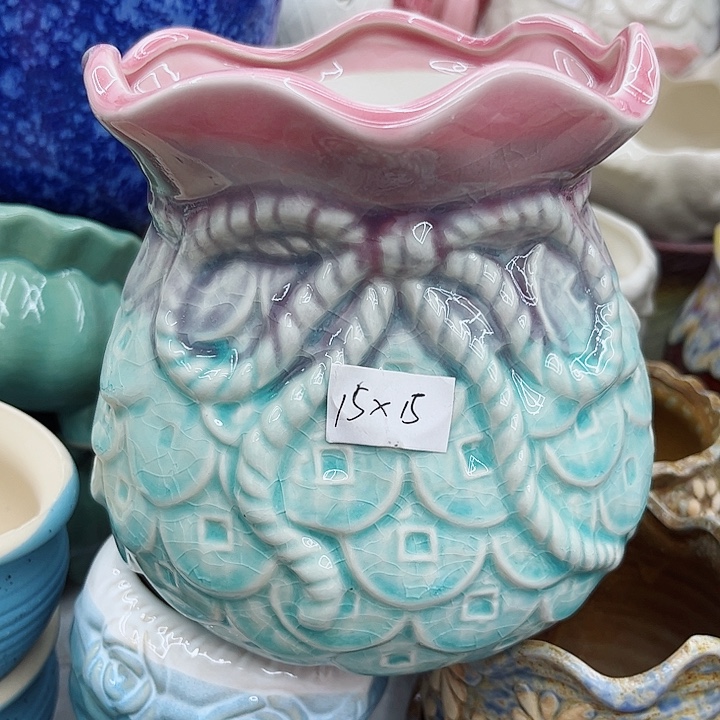 多肉绿植陶瓷花盆9.9包邮，有孔