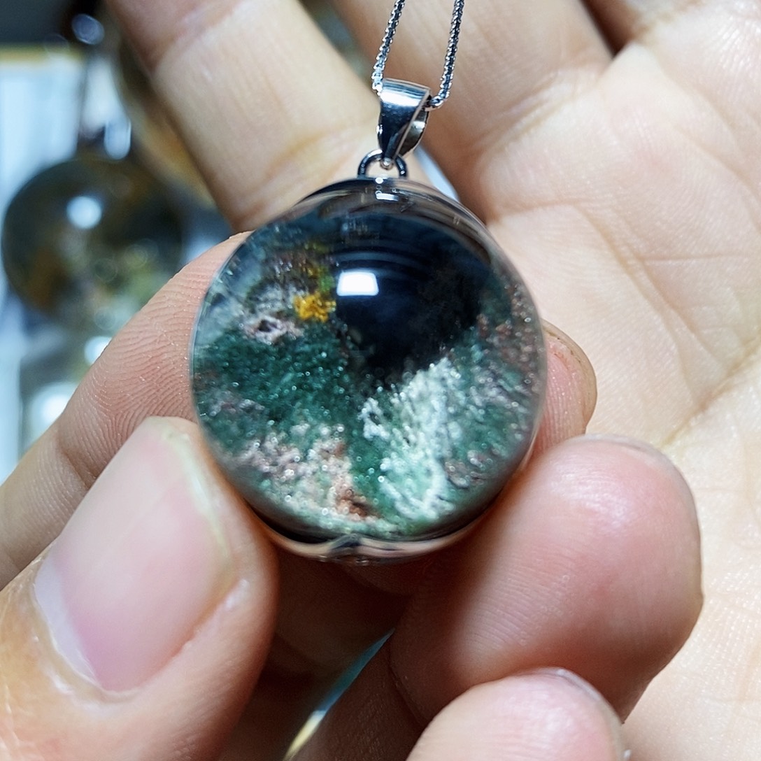 水晶吊坠银S925镶嵌吊坠