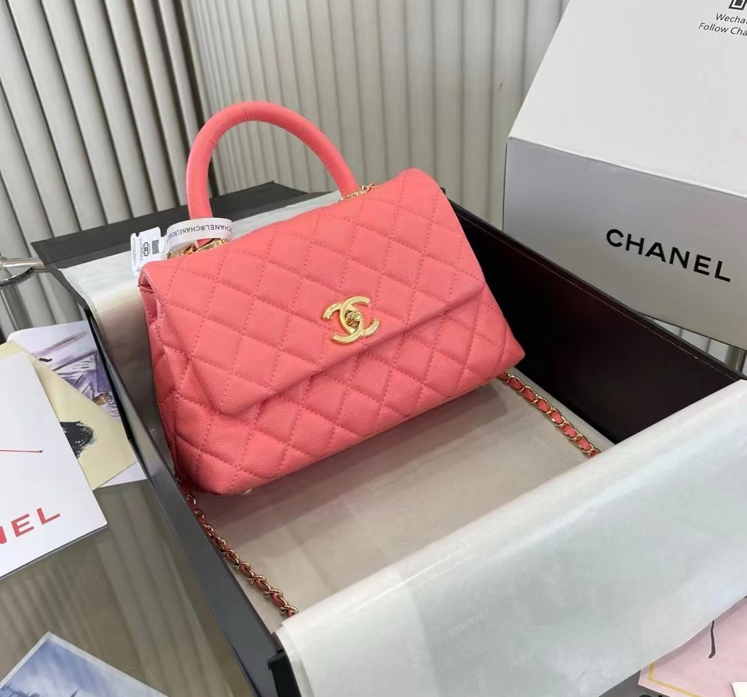 99新 Chanel/香奈儿 多多奢品/香奈儿coco憨豆粉荔枝牛包/99新